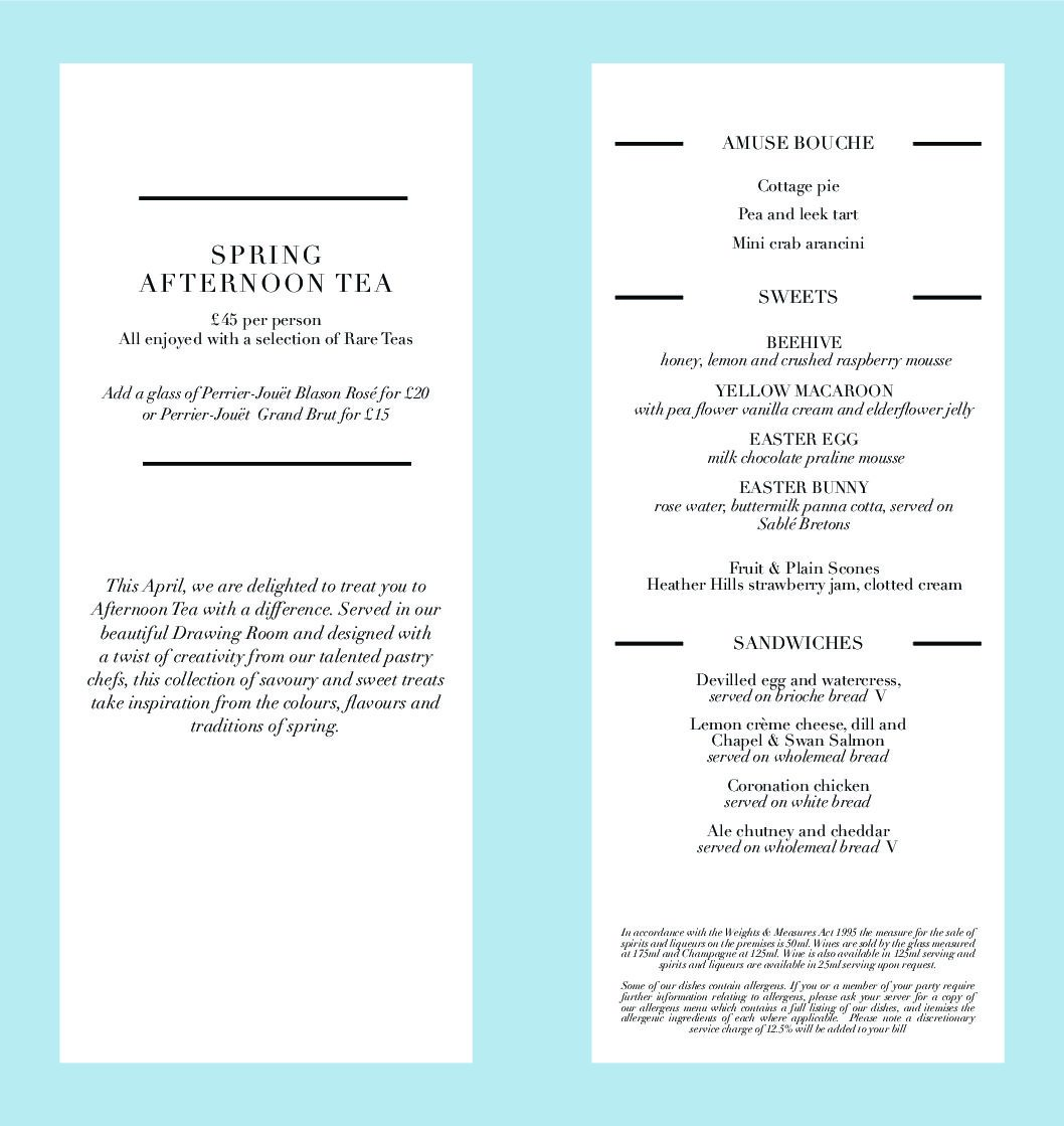 KEN A5 MENUS_Easter Afternoon Tea_Temporary Menu