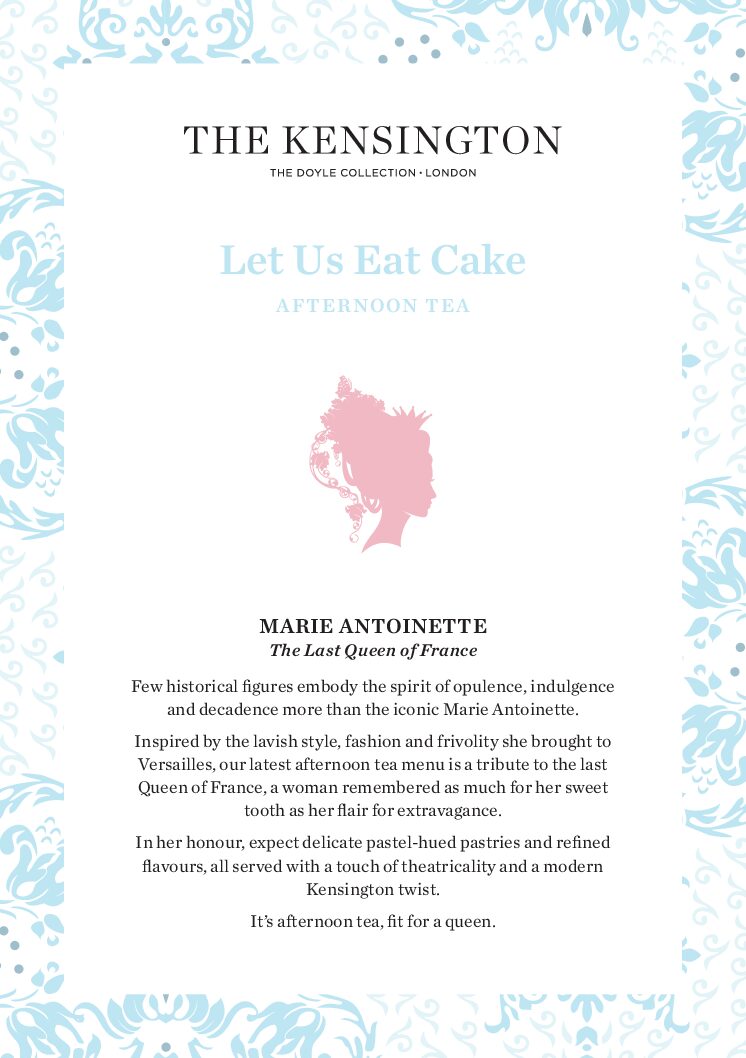 Marie Antoinette Afternoon Tea Digital Menu