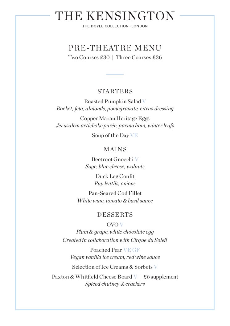 KEN_Pre Theatre Menu_A5_Jan 2026